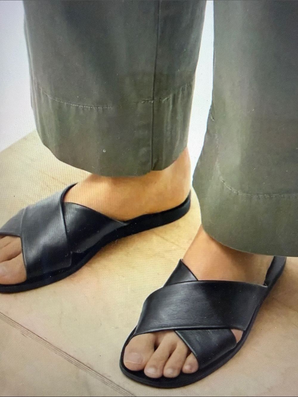 Everlane Day Crossover Leather Sandal Slide Black Comfort Size 7.5